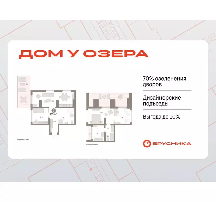 2-комнатная квартира: Тюмень, ЖК Дом у Озера (130.25 м) - Фото 0