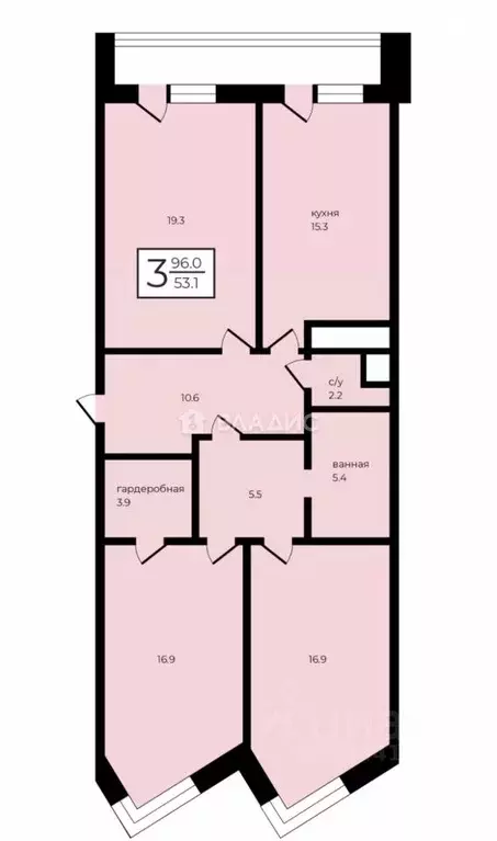 3-к кв. Москва Береговой проезд, 1А (96.0 м) - Фото 2