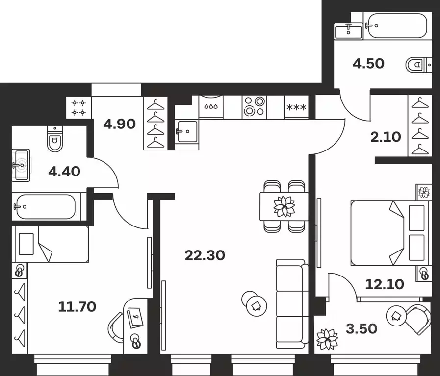 2-к кв. Тульская область, Тула ул. Михеева, 9А (65.5 м) - Фото 1