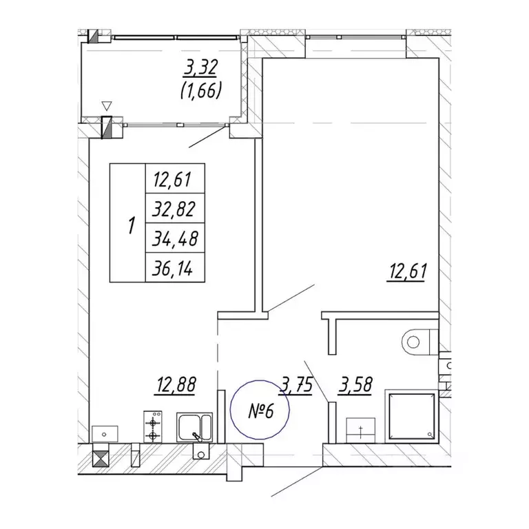 1-к кв. Калининградская область, Зеленоградск пос. Малиновка,  (36.14 ... - Фото 1
