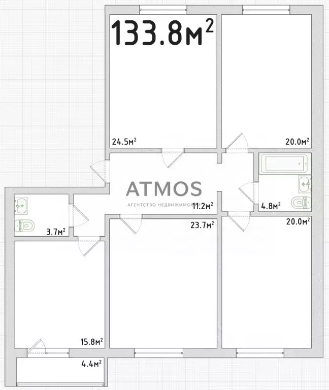 4-к кв. Новосибирская область, Новосибирск ул. Виктора Уса, 7/1 (133.8 ... - Фото 2