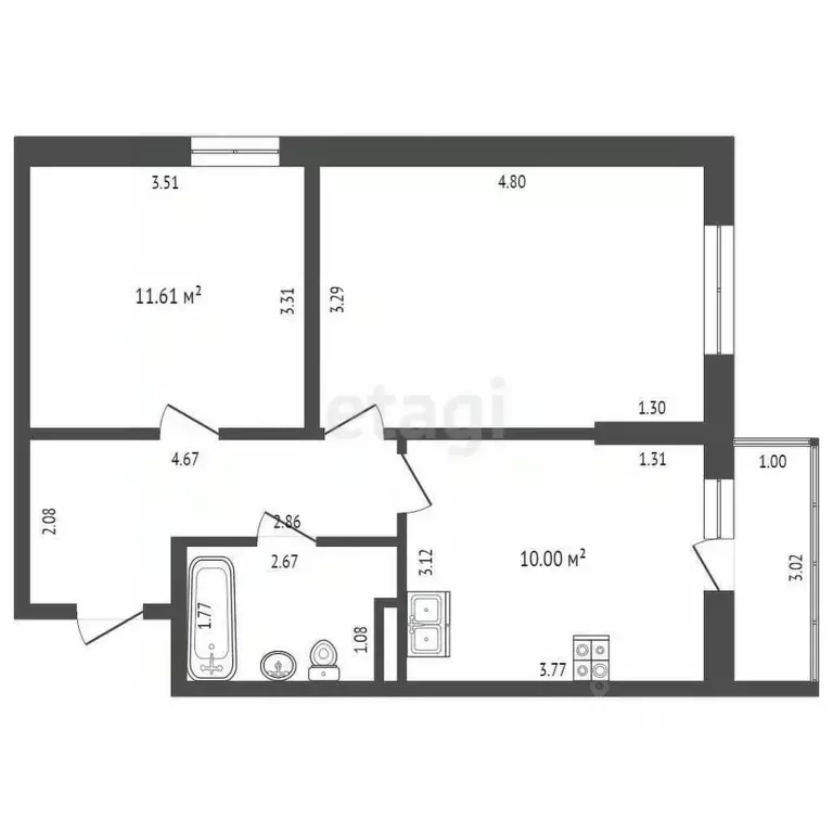 2-к кв. Ростовская область, Ростов-на-Дону ул. Нансена, 83с5 (54.0 м) - Фото 1