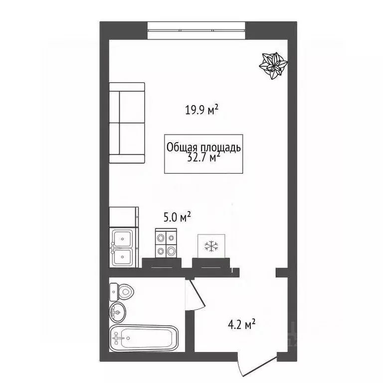 Студия Новосибирская область, Новосибирск ул. В. Высоцкого, 41/5 (32.7 ... - Фото 2
