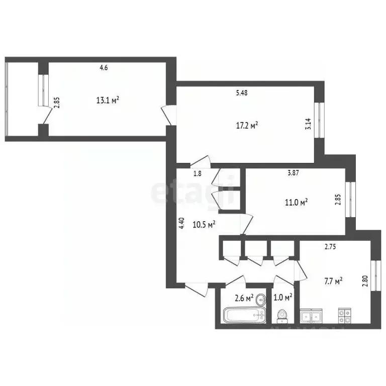 3-к кв. Ямало-Ненецкий АО, Новый Уренгой Дружба мкр, 2/9 (68.3 м) - Фото 1