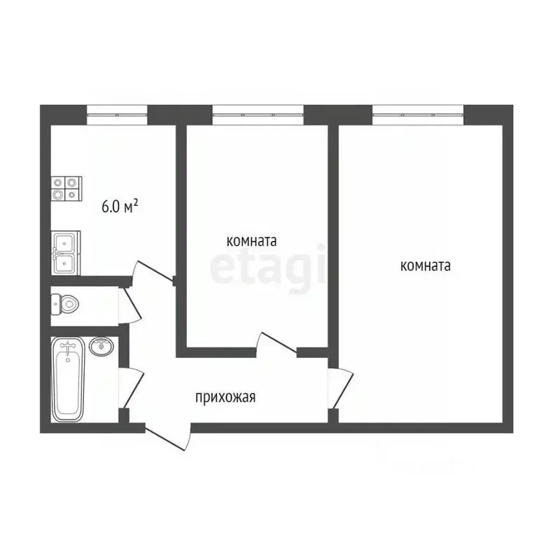 2-к кв. Владимирская область, Муром Ленинградская ул., 33 (44.3 м) - Фото 1