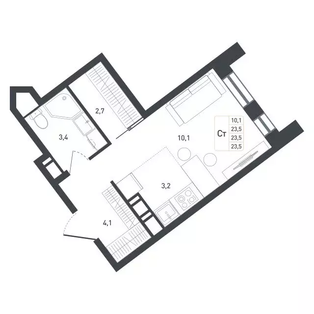 Квартира-студия: Московская область, городской округ Подольск, деревня ... - Фото 1