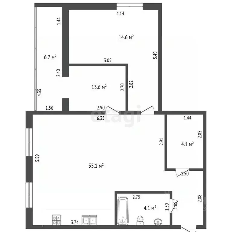 2-к кв. Башкортостан, Стерлитамак ул. Артема, 9 (65.6 м) - Фото 2