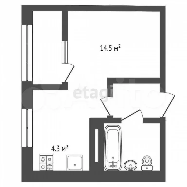Квартира-студия, 29,3 м, 12/17 эт. - Фото 1