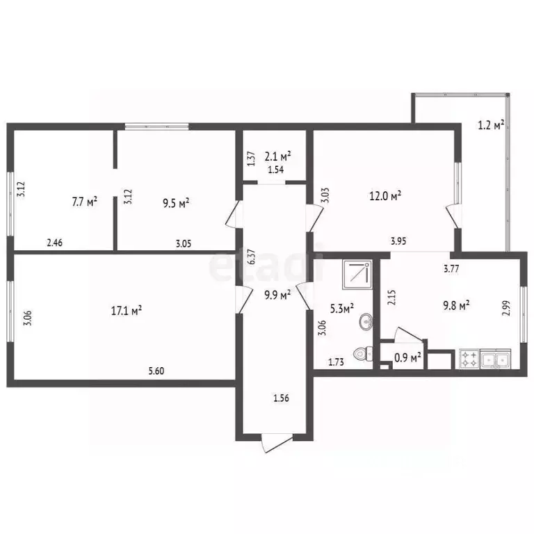 4-к кв. Санкт-Петербург ул. Латышских Стрелков, 5К2 (74.3 м) - Фото 2