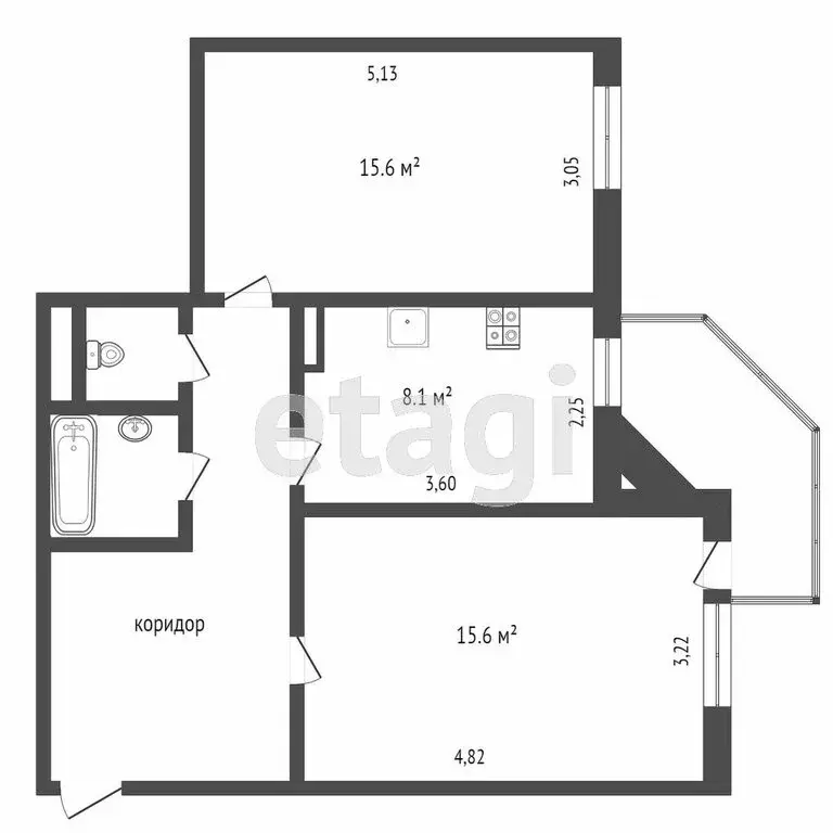 2-комнатная квартира: Тюмень, улица Николая Чаплина, 125 (53 м) - Фото 1
