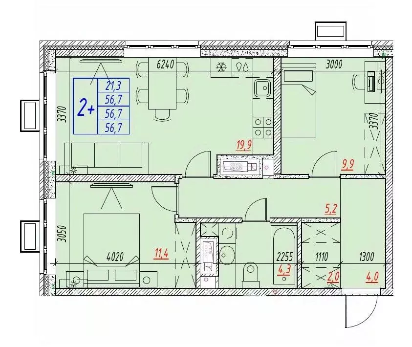 3-к кв. Астраханская область, Астрахань ул. Бэра, 29 (56.7 м) - Фото 1
