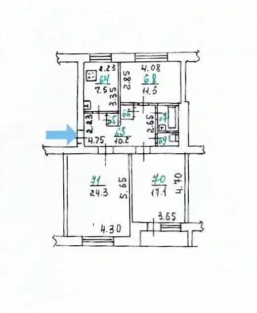 3-к кв. Орловская область, Орел ул. Пролетарская Гора, 7 (75.0 м) - Фото 2