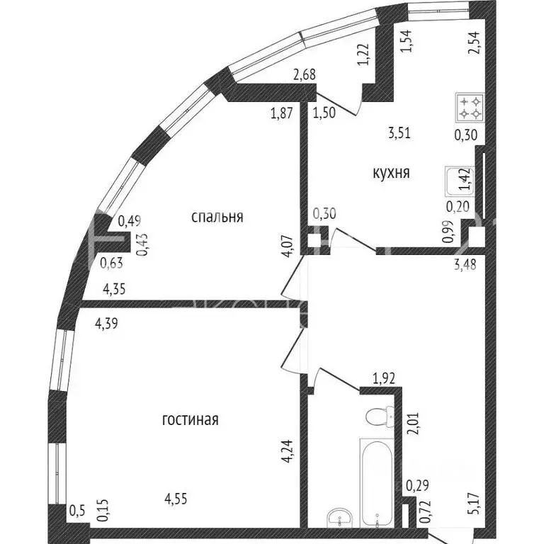 2-комнатная квартира: Калининград, улица Куйбышева, 98 (60 м) - Фото 1
