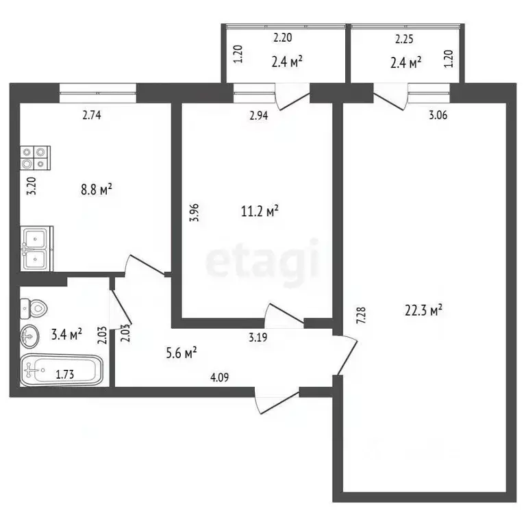 2-к кв. Краснодарский край, Новороссийск Цемдолина тер., ул. Парковая, ... - Фото 1