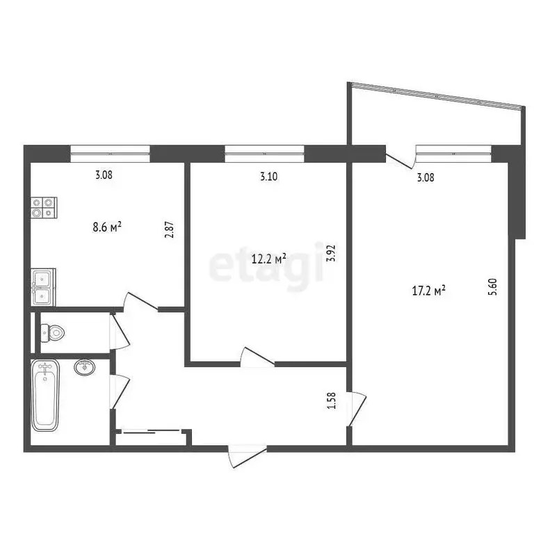 2-комнатная квартира: Тюмень, улица Самарцева, 20 (50.3 м) - Фото 0