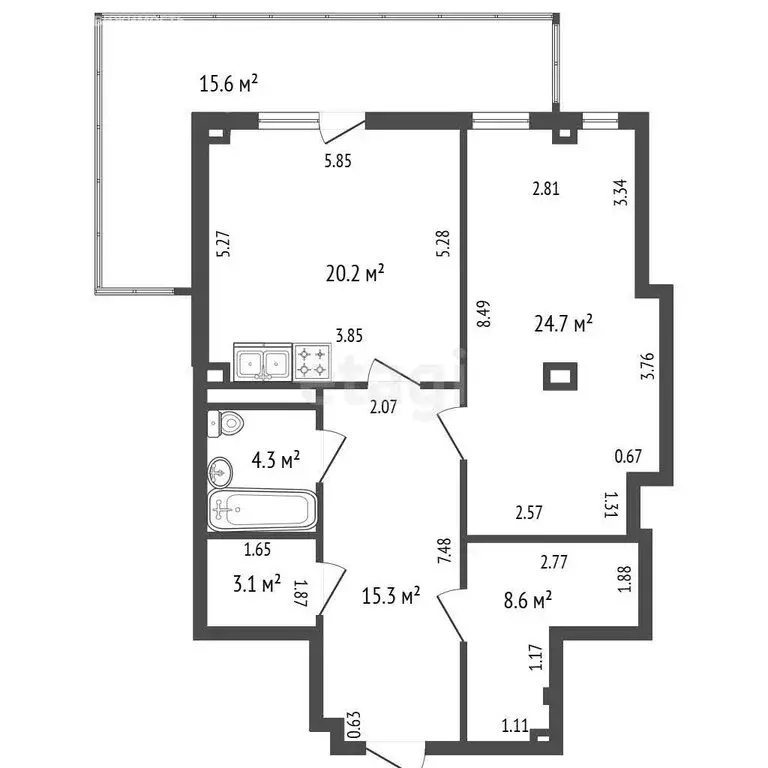 2-комнатная квартира: Санкт-Петербург, бульвар Александра Грина, 1 ... - Фото 1