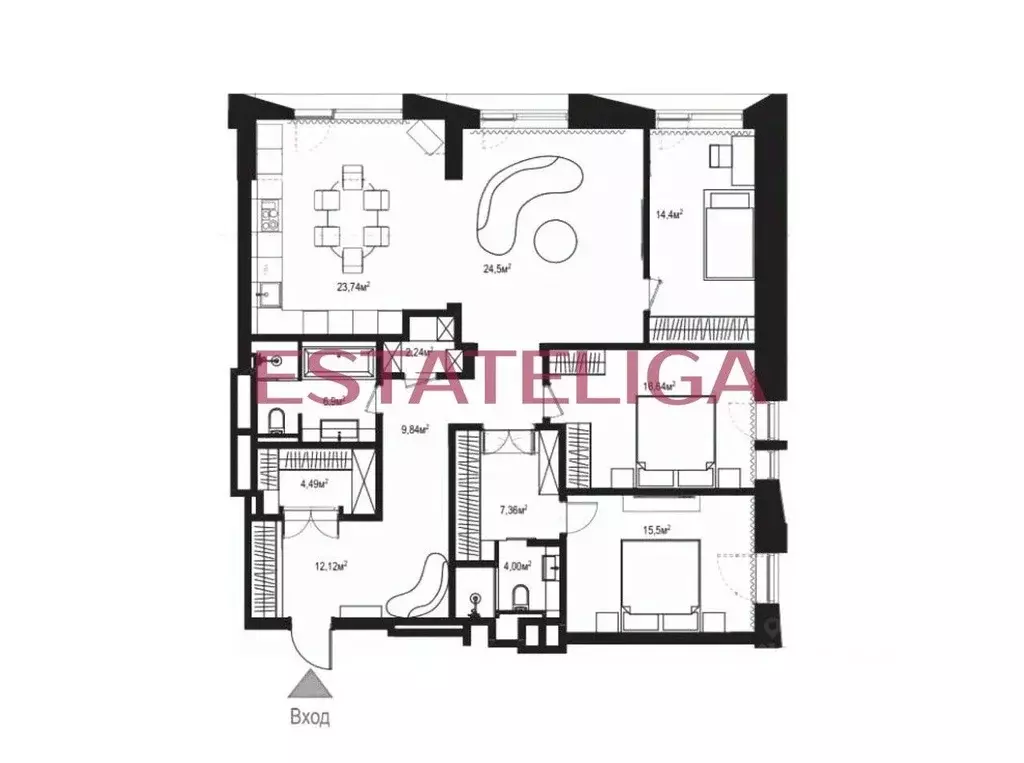 4-к кв. Москва ул. Усачева, 13 (137.0 м) - Фото 2