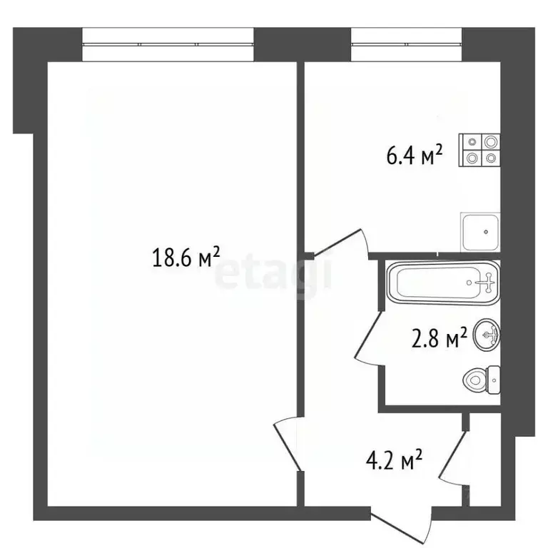 1-к кв. Тамбовская область, Тамбов ул. имени Сергея Лазо, 30 (30.8 м) - Фото 1