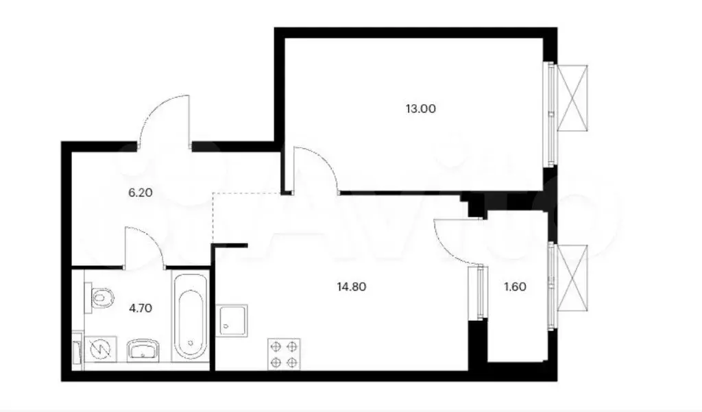 1-к. квартира, 40 м, 11/15 эт. - Фото 0