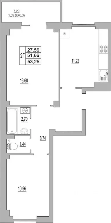 2-к кв. Псковская область, Псков ул. Юности, 32 (53.25 м) - Фото 0