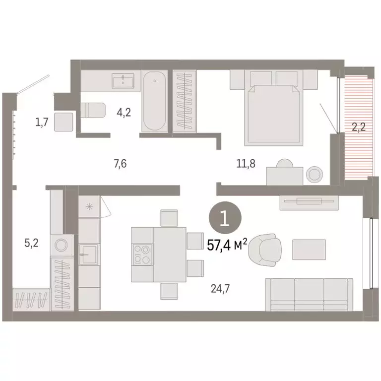 1-комнатная квартира: Екатеринбург, жилой район Юго-Западный, жилой ... - Фото 2