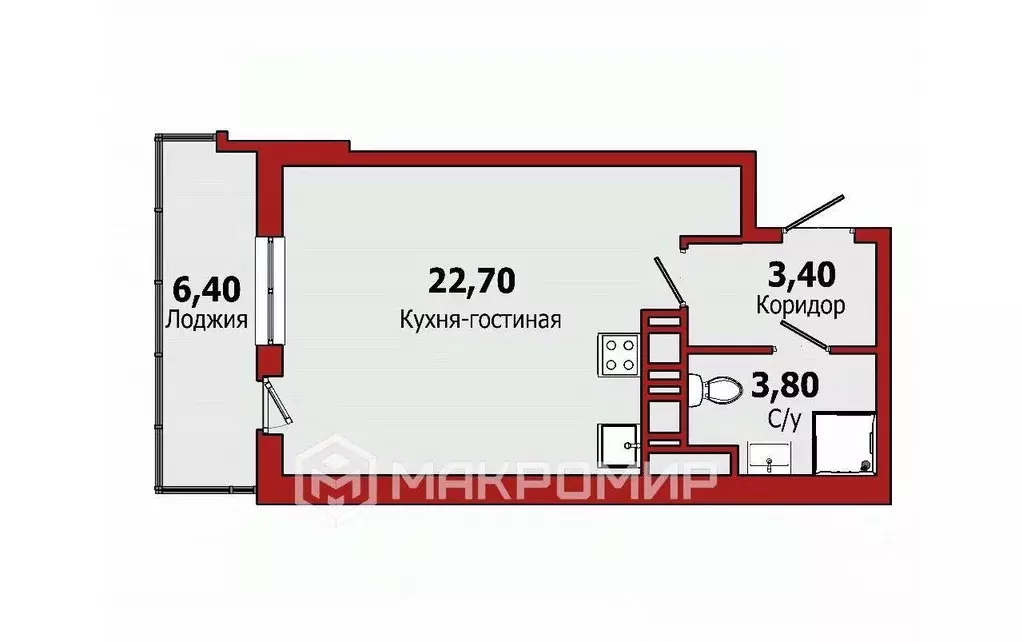 Квартира, студия, 29.9 м - Фото 1