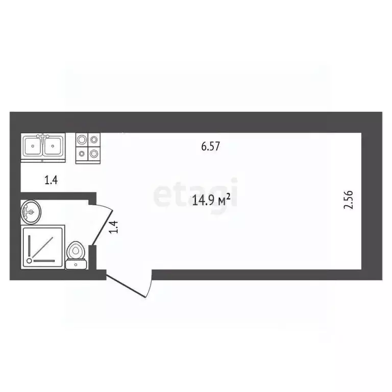 Студия Москва просп. Вернадского, 15 (16.6 м) - Фото 1