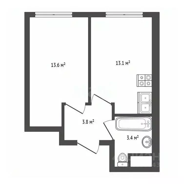 1-к кв. Санкт-Петербург просп. Крузенштерна, 4с1 (34.9 м) - Фото 2