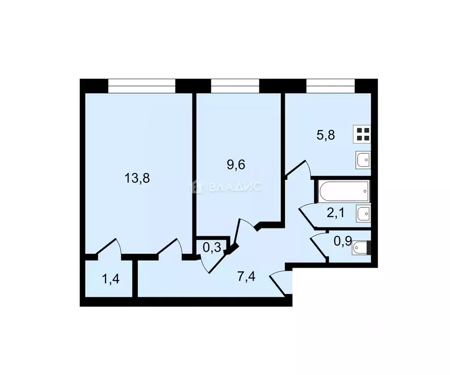 2-к кв. Санкт-Петербург ул. Карпинского, 38К3 (41.3 м) - Фото 1