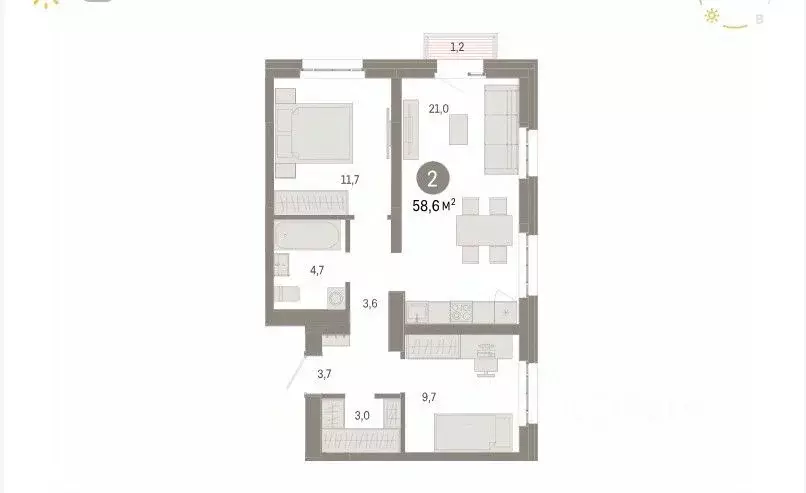 2-к кв. Москва Тагильская ул., 6/1 (58.6 м) - Фото 2