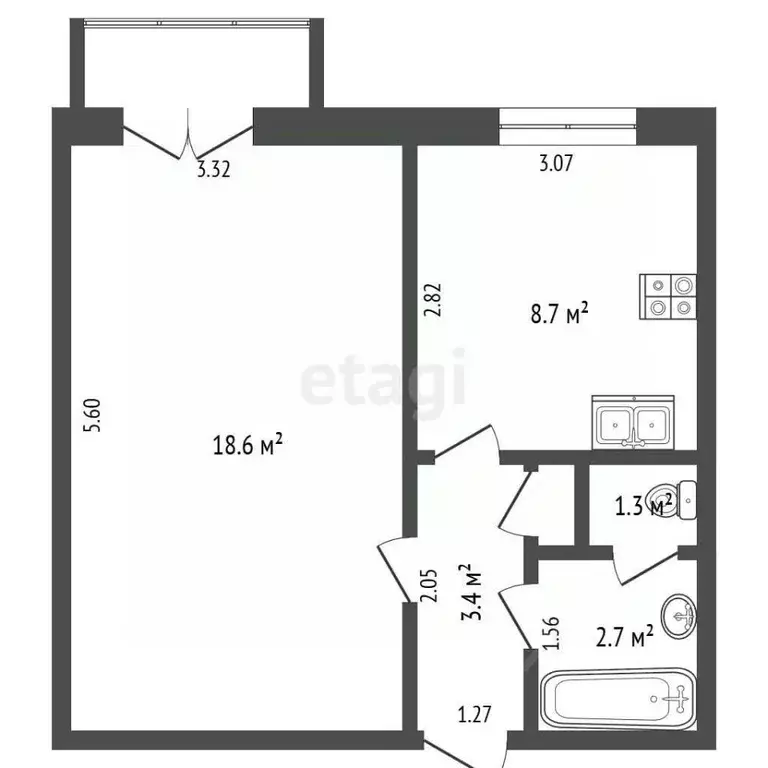 1-к кв. Самарская область, Самара Ленинская ул., 196 (35.1 м) - Фото 2