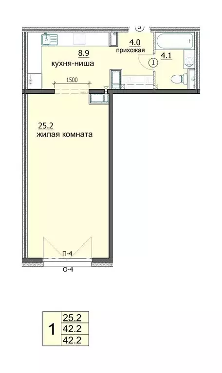 1-комнатная квартира: Пенза, улица Яшиной, 6 (42.2 м) - Фото 0