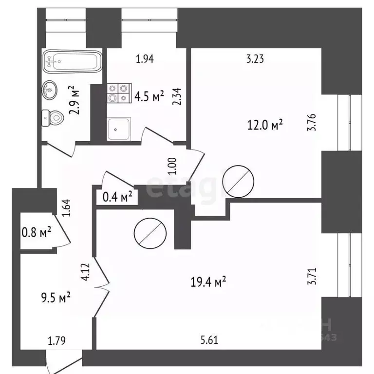 2-к кв. Псковская область, Порхов просп. Ленина, 35 (49.5 м) - Фото 2