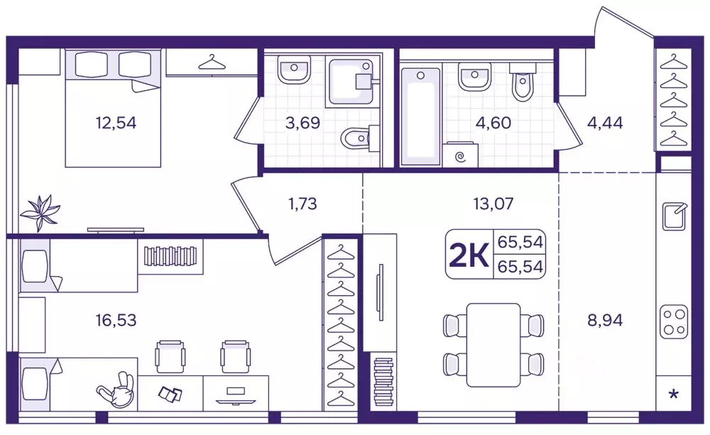 2-к кв. Приморский край, Владивосток ул. Борисенко (65.54 м) - Фото 1