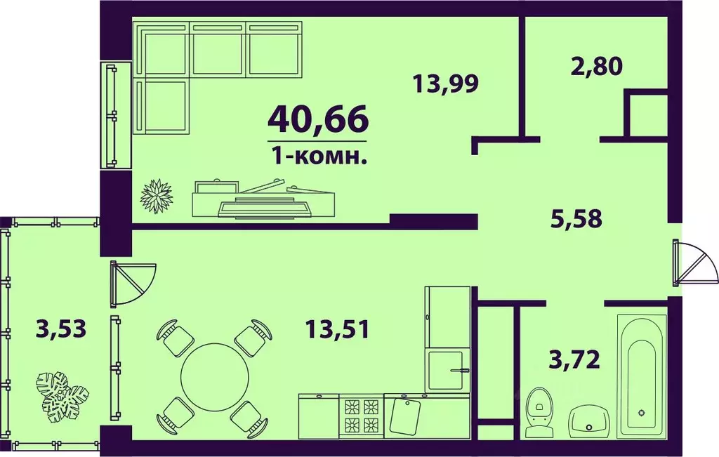 1-к кв. Ульяновская область, Ульяновск ул. Врача Михайлова (40.66 м) - Фото 0