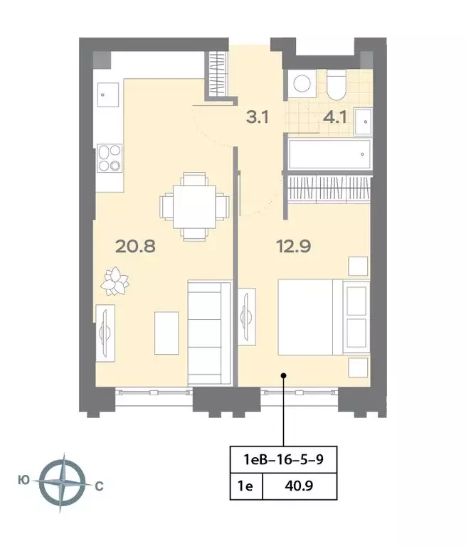 1-комнатная квартира: Москва, Ильменский проезд, 4к1 (40.9 м) - Фото 1