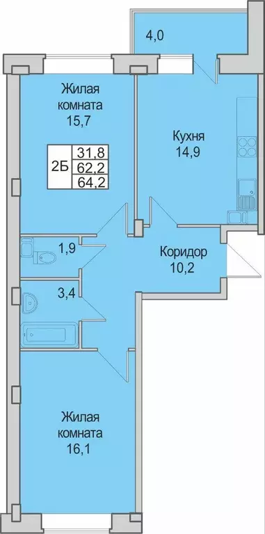 Продаётся 2-к квартира, 64.2 м - Фото 0