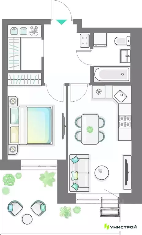 1-к кв. Татарстан, Казань Лето жилой комплекс (42.27 м) - Фото 0