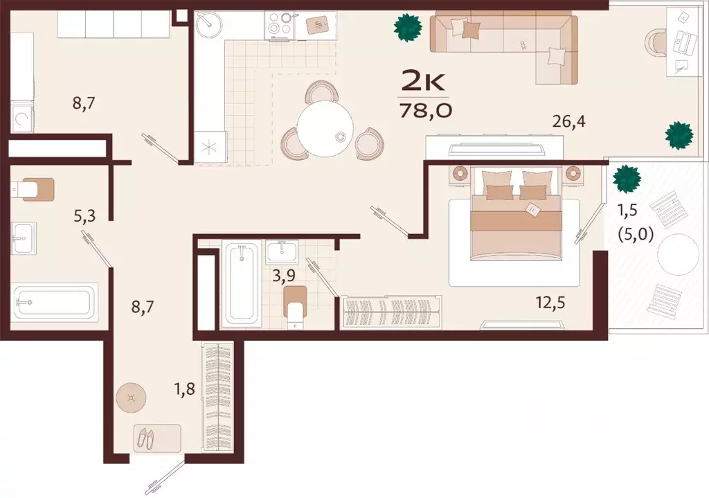 2-к кв. Крым, Ялта ул. Спендиарова, 5 (78.0 м) - Фото 1