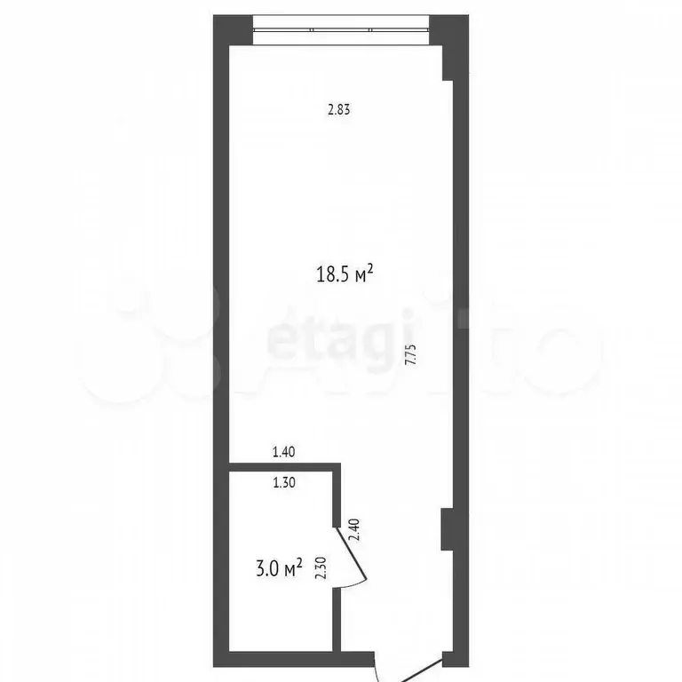 Квартира-студия, 20,4 м, 3/5 эт. - Фото 1