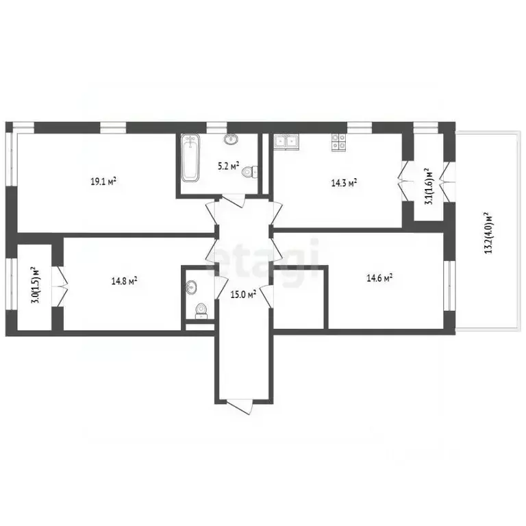 3-к кв. Тюменская область, Тюмень ул. Федюнинского, 30к6 (82.1 м) - Фото 1