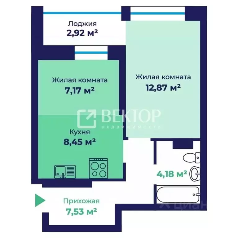 2-к кв. Ярославская область, Ярославль Чернопрудная ул., 15 (41.56 м) - Фото 2