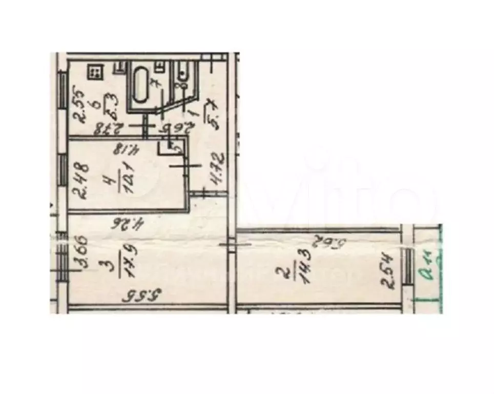 3-к. квартира, 57,5 м, 2/5 эт. - Фото 0