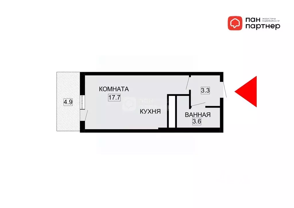 Студия Санкт-Петербург просп. Ветеранов, 171к5 (24.6 м) - Фото 1