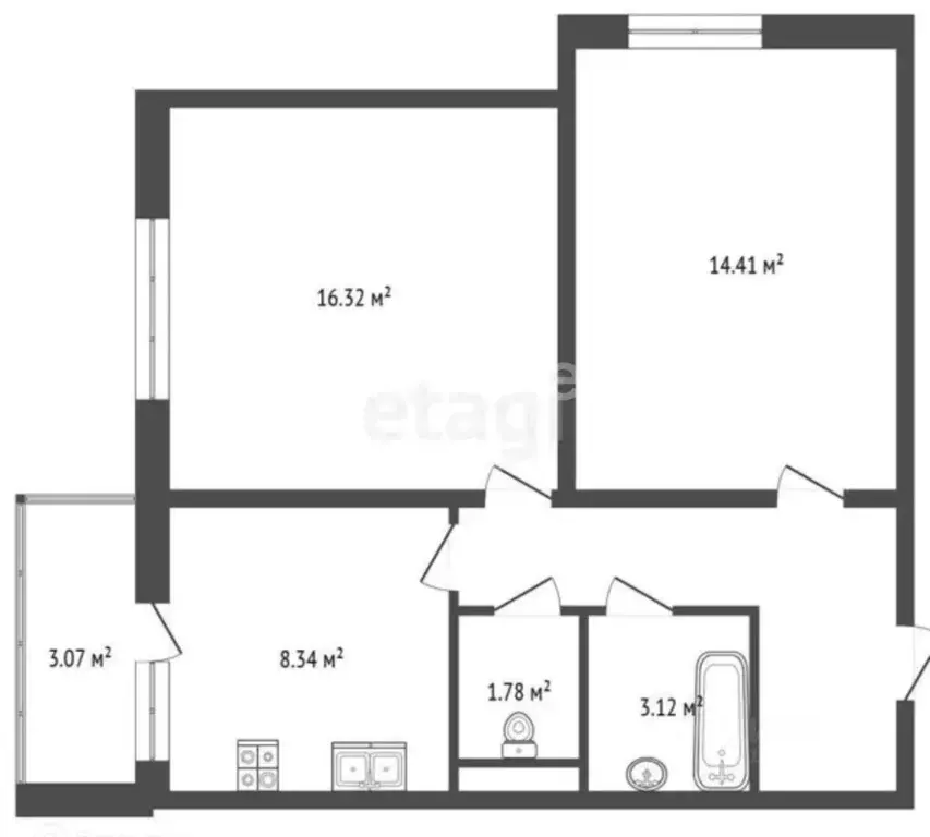 2-к кв. Московская область, Балашиха ул. Мещера, 7 (53.0 м) - Фото 2