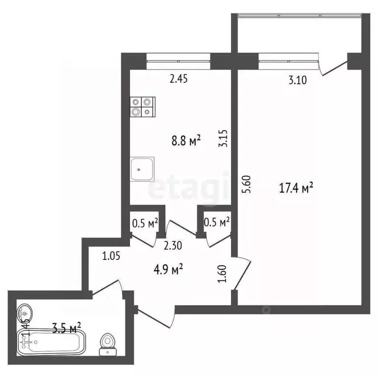 1-к кв. Саха (Якутия), Якутск ул. Федора Попова, 16/1 (35.0 м) - Фото 1