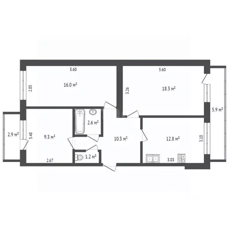 2-к кв. Севастополь ул. Мачтовая, 4 (54.7 м) - Фото 2
