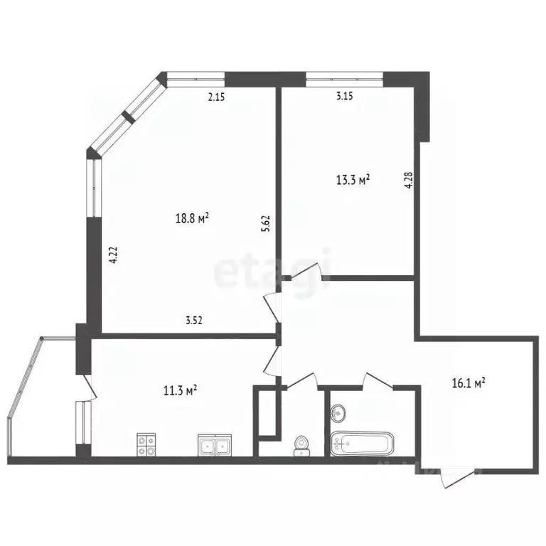 2-к кв. Ярославская область, Ярославль проезд 2-й Брагинский, 3к2 ... - Фото 2