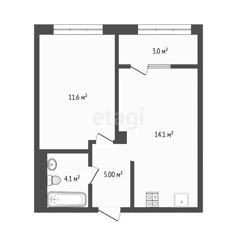 1-комнатная квартира: Тюмень, улица Бориса Прудаева, 7 (38 м) - Фото 1