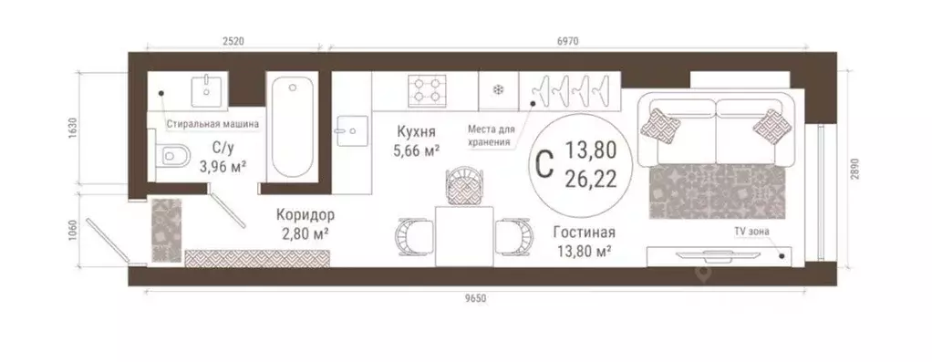 Студия Башкортостан, Уфа ул. Менделеева, 137к5 (26.2 м) - Фото 0